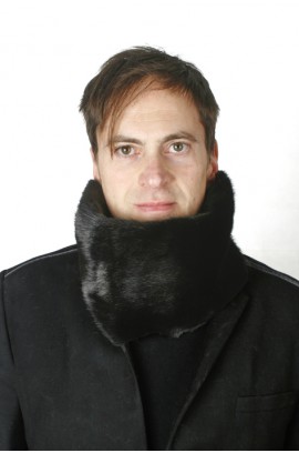Black mink fur neck warmer, large, unisex